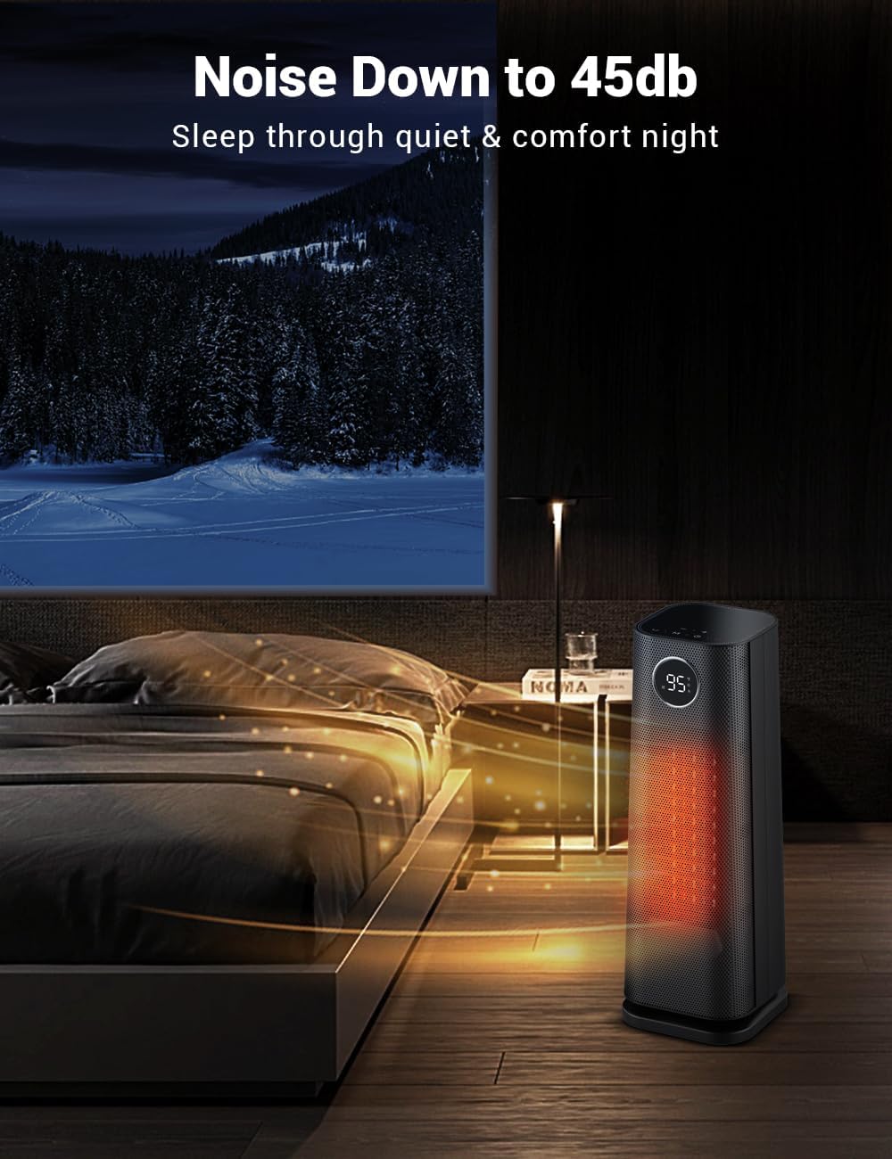 Wonderindoor Space Heater for Indoor Use, 1500W Fast Electric Portable Ceramic Heaters with Thermostat, 4 Modes, 24H Timer, 70°Oscillating Room Heater with Remote for Office Bedroom Use