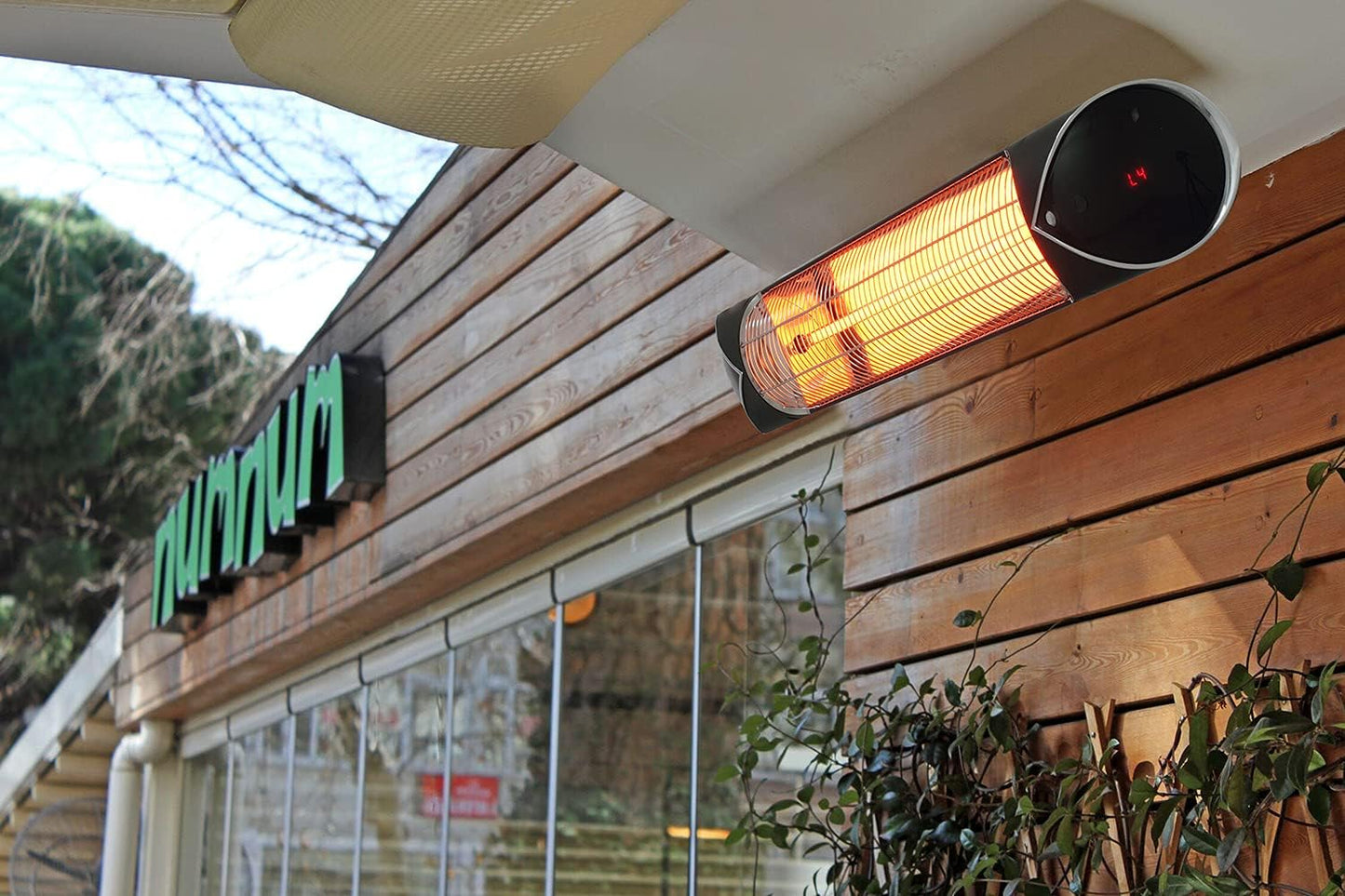 Wonderindoor Infrared Electric Patio Heater - Indoor/Outdoor Heater - Portable Wall/Garage Heater - 1500W - use with Stand - Mount to Ceiling/Wall)