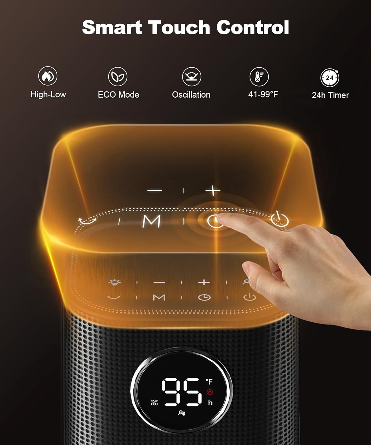 Wonderindoor Space Heater for Indoor Use, 1500W Fast Electric Portable Ceramic Heaters with Thermostat, 4 Modes, 24H Timer, 70°Oscillating Room Heater with Remote for Office Bedroom Use