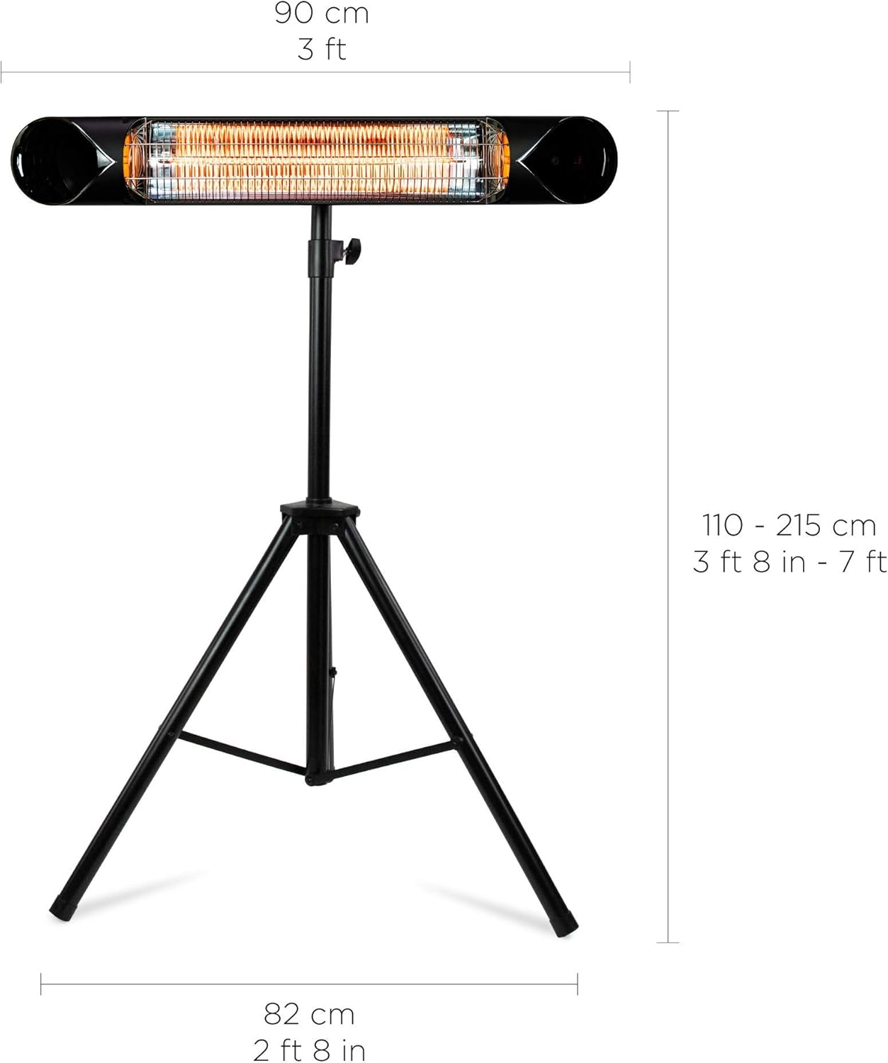 Wonderindoor Infrared Electric Patio Heater - Indoor/Outdoor Heater - Portable Wall/Garage Heater - 1500W - use with Stand - Mount to Ceiling/Wall)