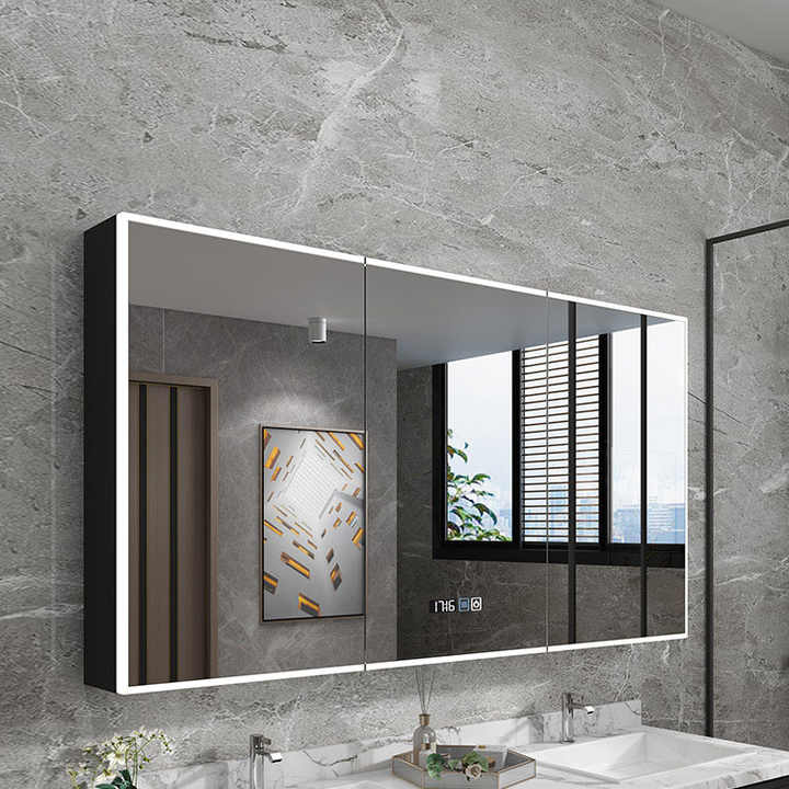 Vanture 59-Inch LED Medicine Cabinet with Demister, Clock & Adjustable Shelves