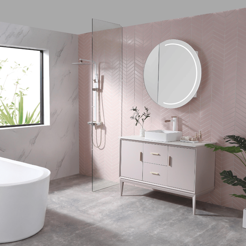 Vanture 35-Inch Round LED Medicine Cabinet with Touch Sensor & Backlit Mirror