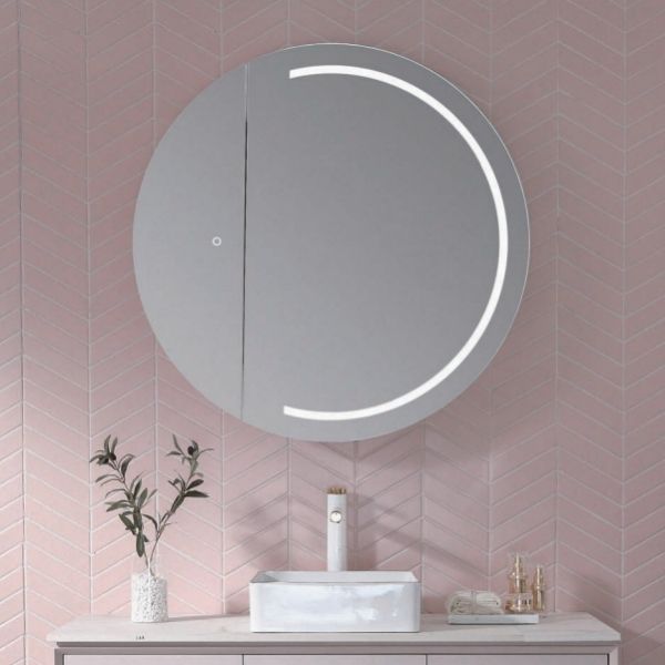Vanture 35-Inch Round LED Medicine Cabinet with Touch Sensor & Backlit Mirror