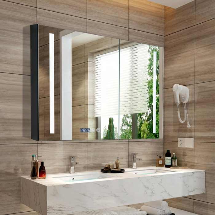 Vanture 30-Inch LED Medicine Cabinet with Vertical Light Strips, Touch Sensor & Double Doors