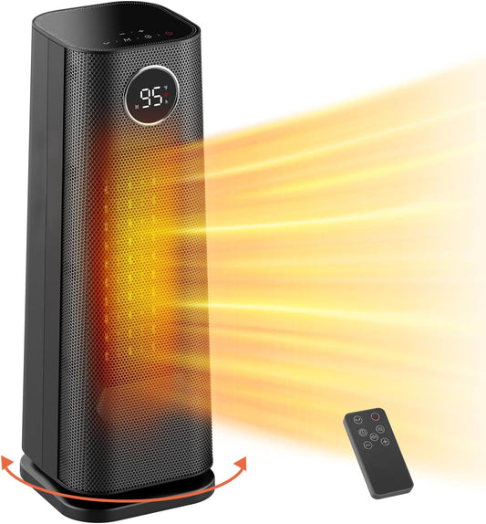 Wonderindoor Space Heater for Indoor Use, 1500W Fast Electric Portable Ceramic Heaters with Thermostat, 4 Modes, 24H Timer, 70°Oscillating Room Heater with Remote for Office Bedroom Use