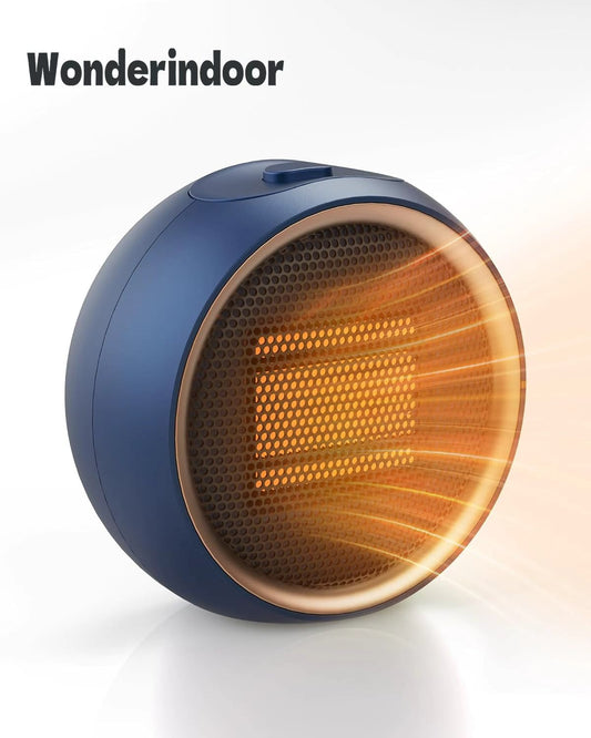 Wonderindoor Space Heater for Indoor Use, Portable Electric Heater with 2S Fast Heating & PTC Ceramic, Tip-Over/Overheat Protection, Ultra Quiet Mini Desk Heater for Bedroom, Bathroom, Home Office