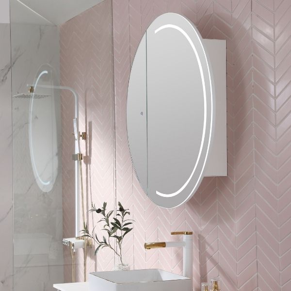 Vanture 35-Inch Round LED Medicine Cabinet with Touch Sensor & Backlit Mirror