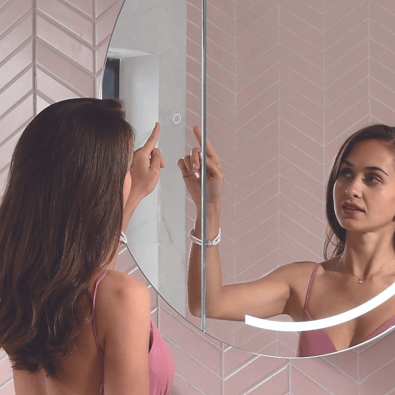 Vanture 35-Inch Round LED Medicine Cabinet with Touch Sensor & Backlit Mirror